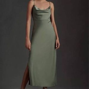 BHLDN Cali Satin Cowl-Neck Midi Slip Dress from Anthropologie